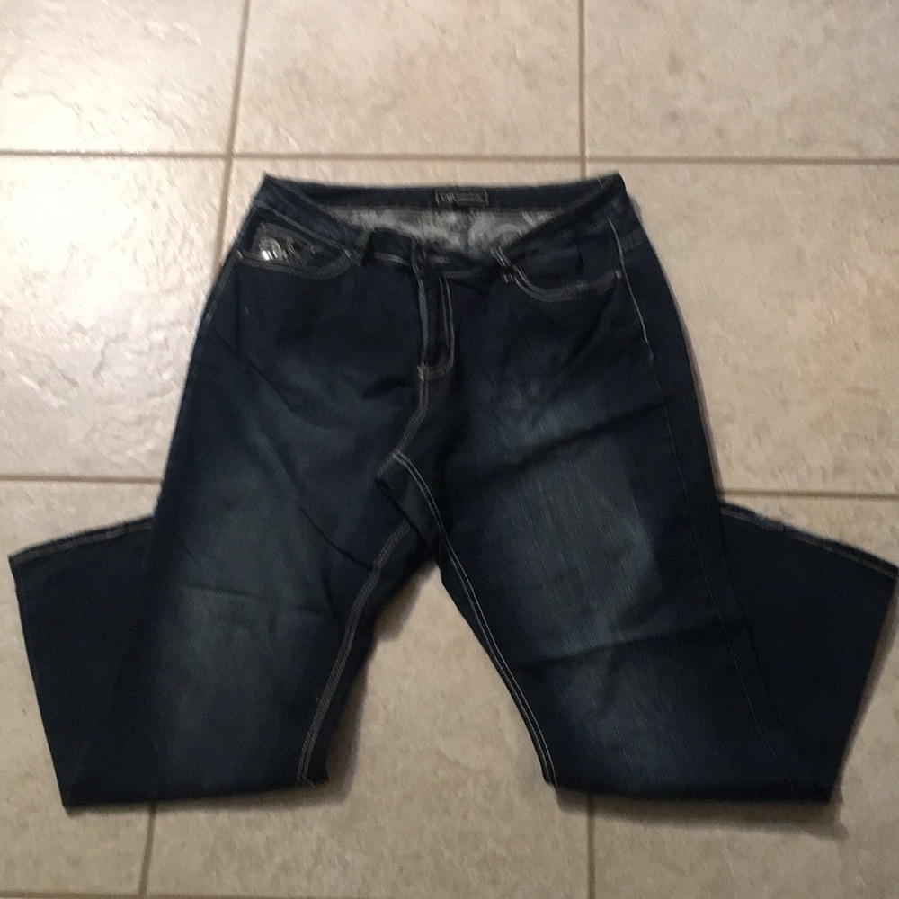 Cato dark washed denim jeans with sequins